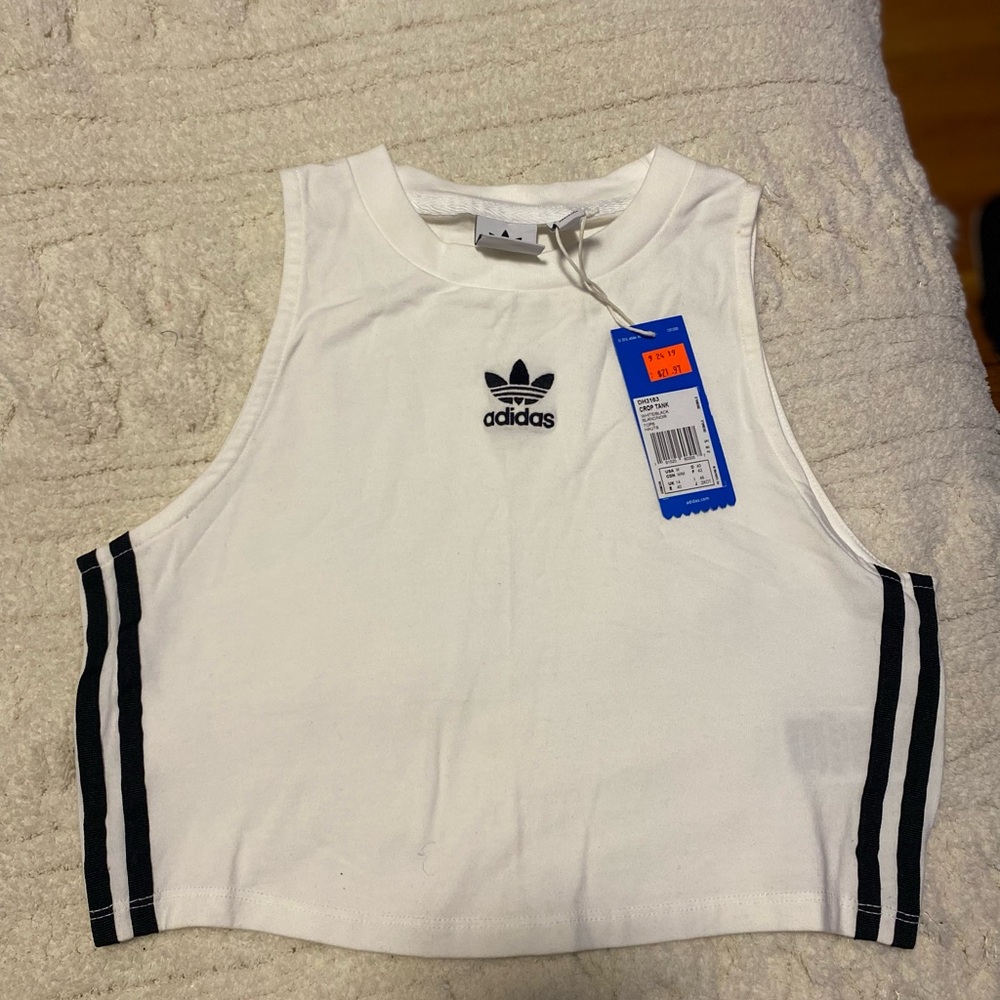 NWT | Adidas White Tank with Black Logo M